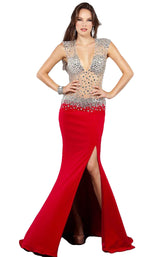 Jovani 74234BG Red-Nude