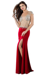 Jovani 74234BG Red-Nude