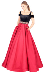 Mac Duggal 77506H Cranberry-Black