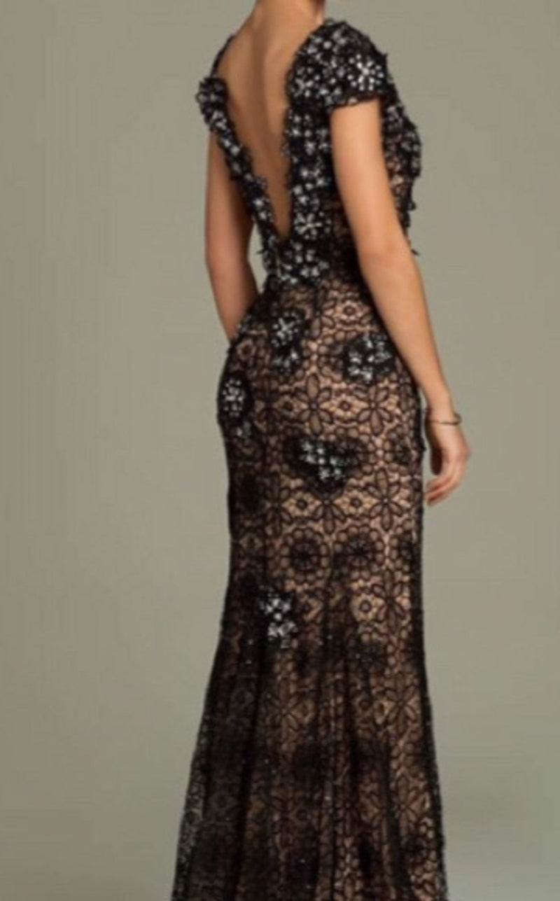 Jovani 77706BG Black-Nude