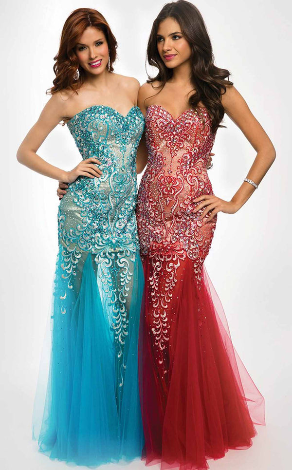 Jovani 79213BG Turquoise-Nude&Red-Nude