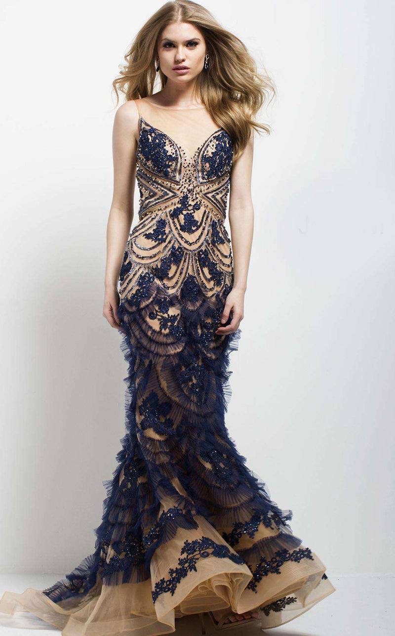 Jovani 41592 Navy/Nude