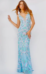 Jovani 23511 Light Blue Multi