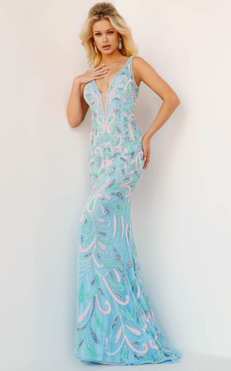 Jovani 23511 Light Blue Multi