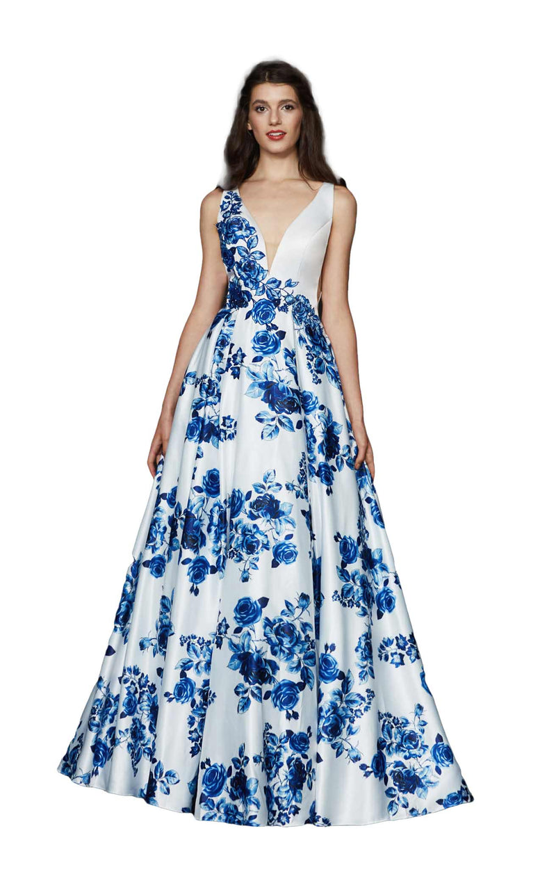 Angela and Alison 91019 Ivory-Royal-Blue