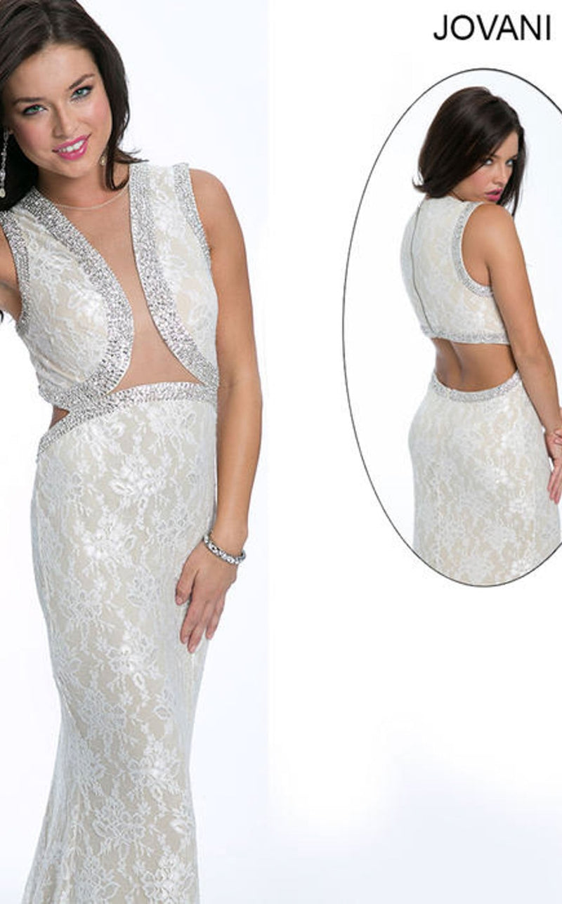 Jovani 98393BG Ivory/Nude