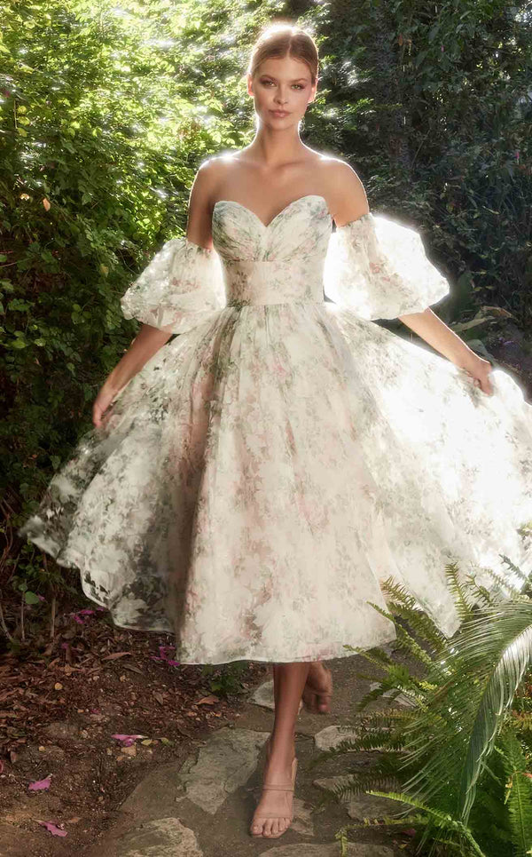 Jovani Dress 05674 | Ivory Lace Bodice Sheath Cocktail Evening Dress