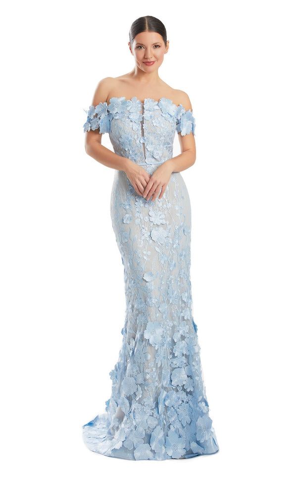 Alexander by Daymor 1555 Bell Sleeves Beaded Lace Dress 