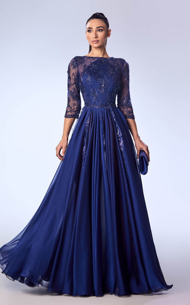 Navy Blue Long Sleeve Ballroom Practice Dress with Lace Decolletage an –  Jeravae