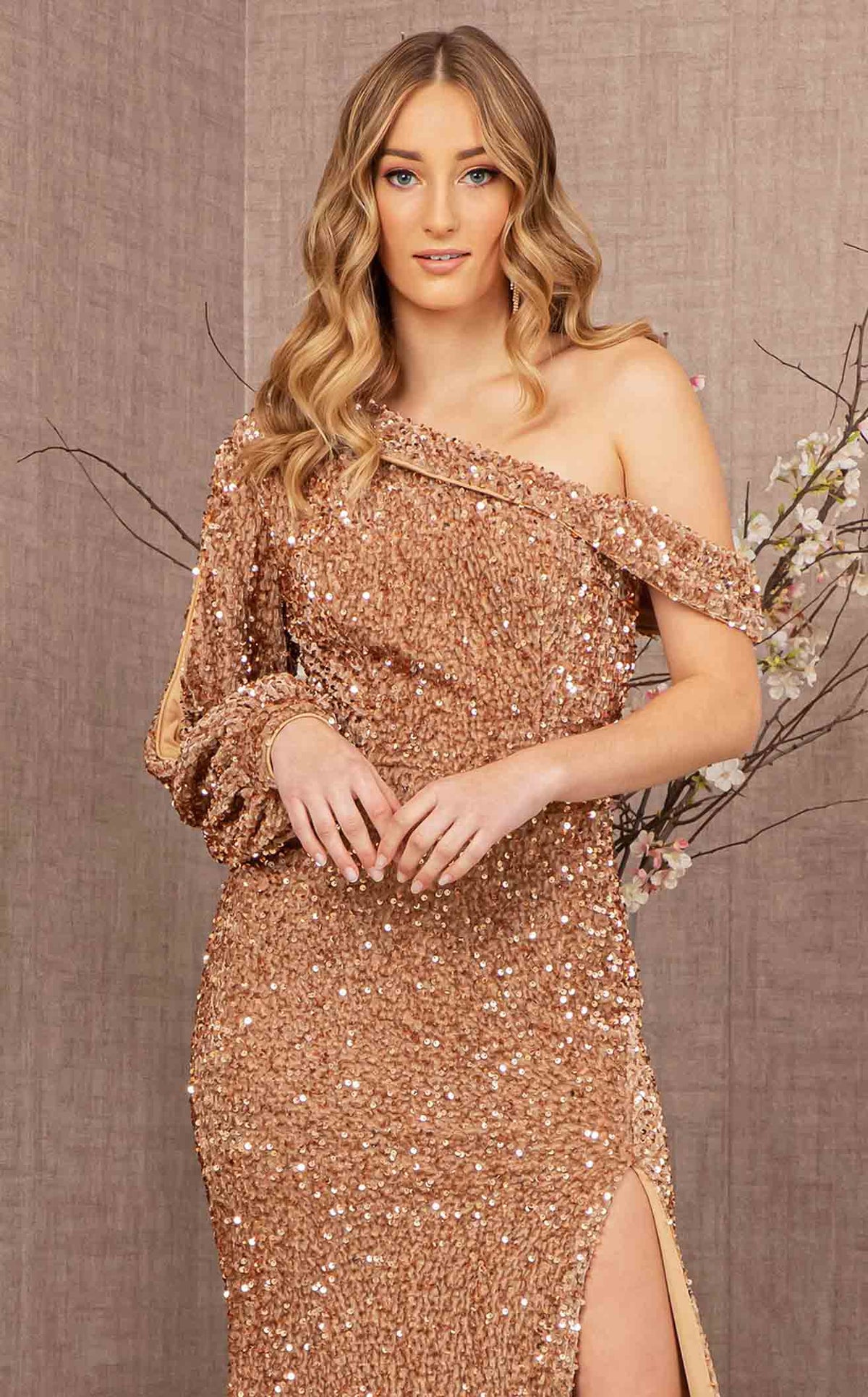 Queen of Heartz La Letty Dress selling L Brown Satin Retro 40s Beaded Sequin Deep V Neck