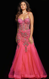 Jovani 23125 Hot Pink/Silver