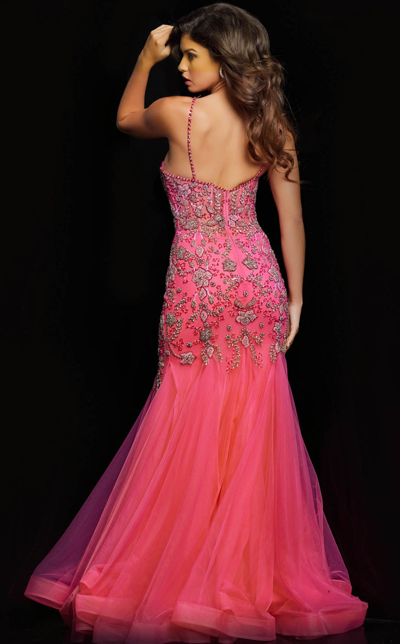 Jovani 23125 Hot Pink/Silver