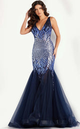 Jovani 38373 Navy-Periwinkle