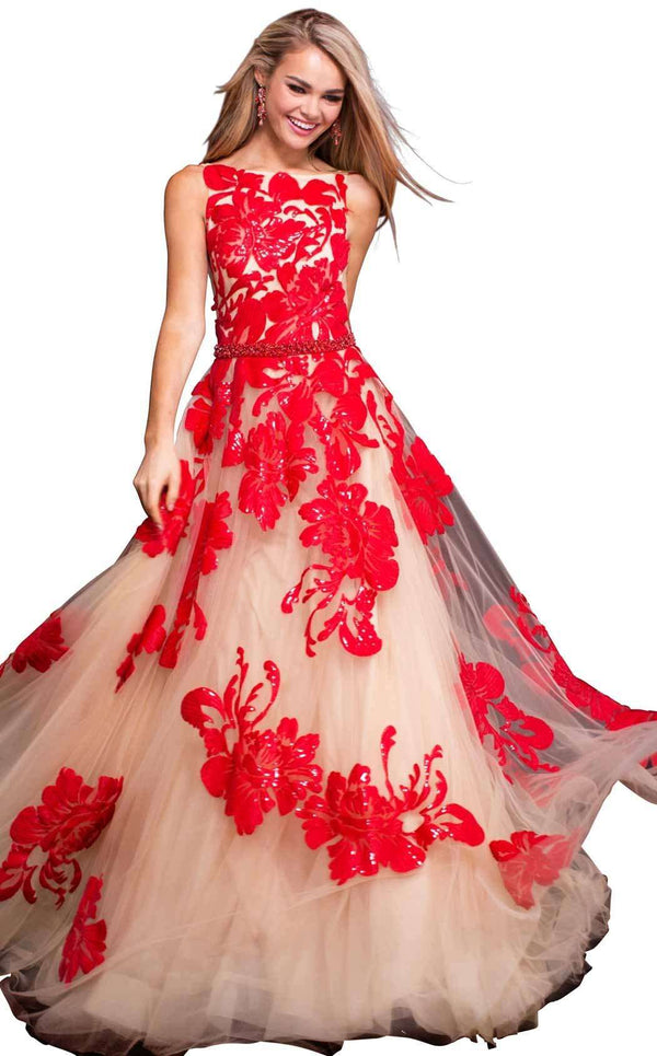 Jovani 48320BG Nude/Red