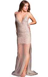 Jovani 58559 Silver/Nude