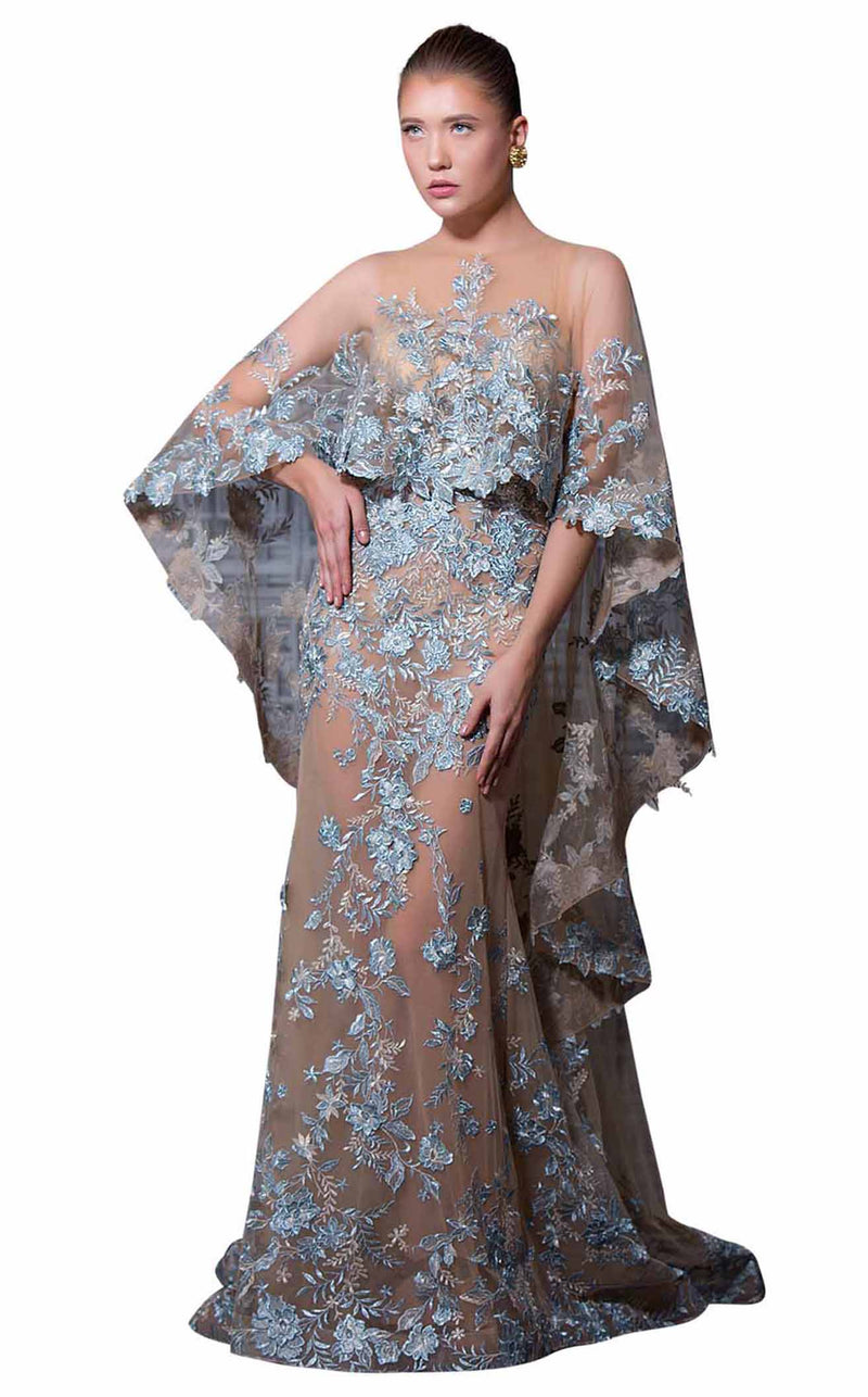 Mnm Couture K3598 Nude-Blue