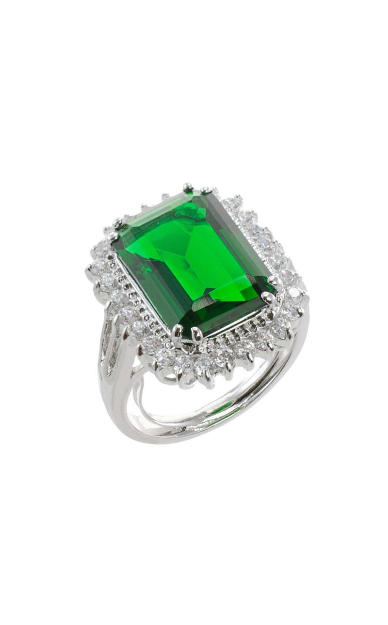 CZ by Kenneth Jay Lane KR002EMSI Emerald-Silver