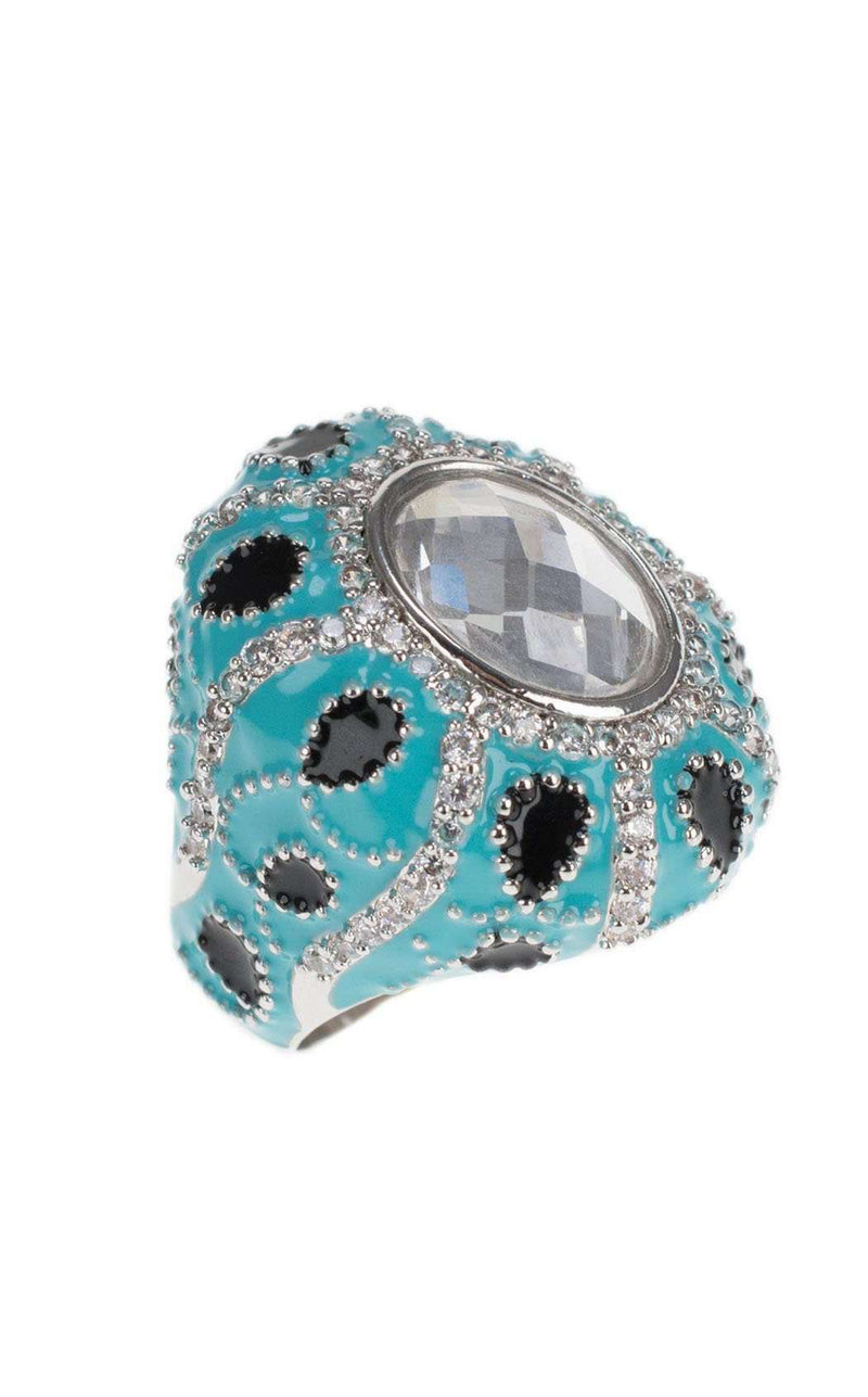 CZ by Kenneth Jay Lane KR580TUCLS Turquoise-Clear-Silver