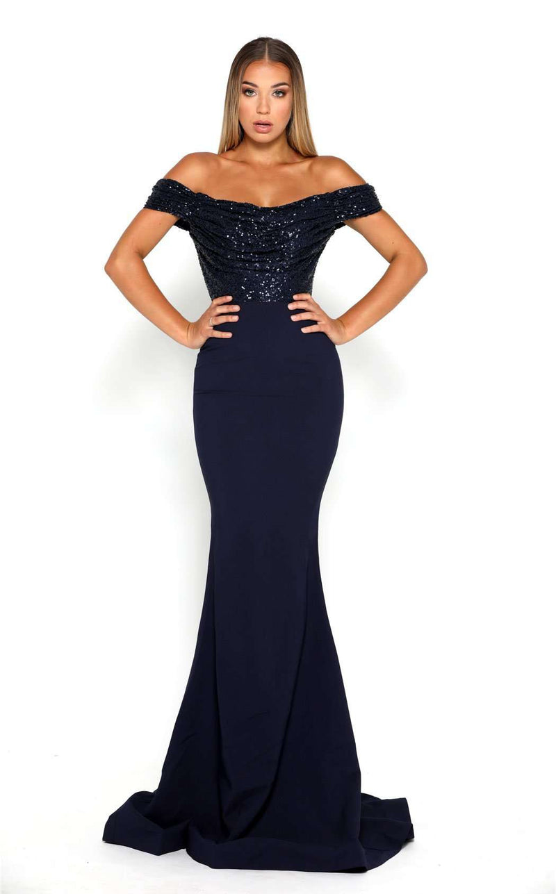 Portia and Scarlett Mermaid Gown Navy