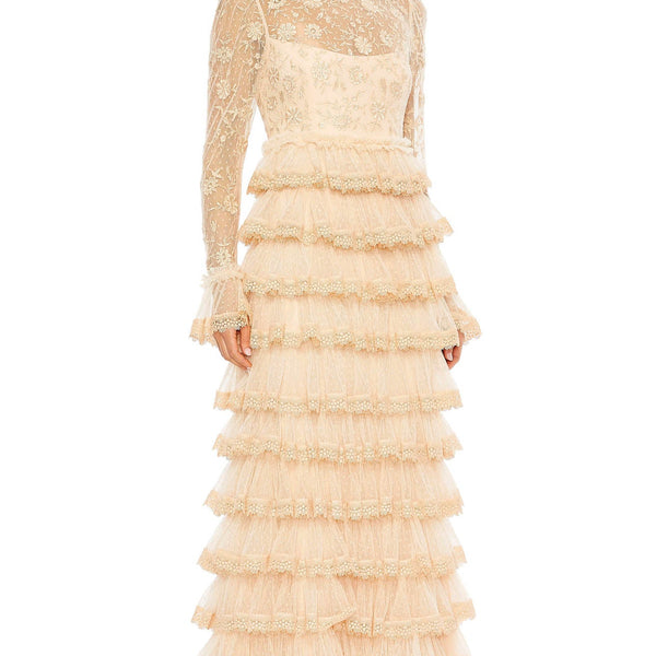 EMBROIDERED TULLE DRESS - Ecru