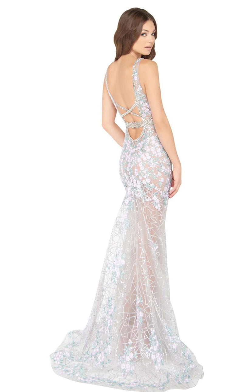 Mac Duggal 50416D Silver-Floral