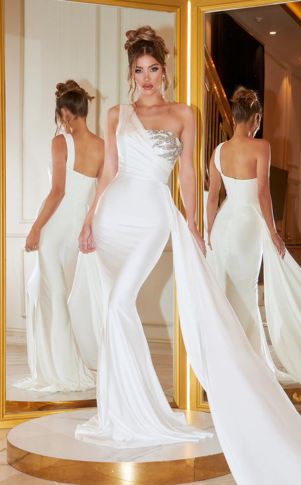 New Arrival Short Bridal Wedding Dress One Shoulder Crystals