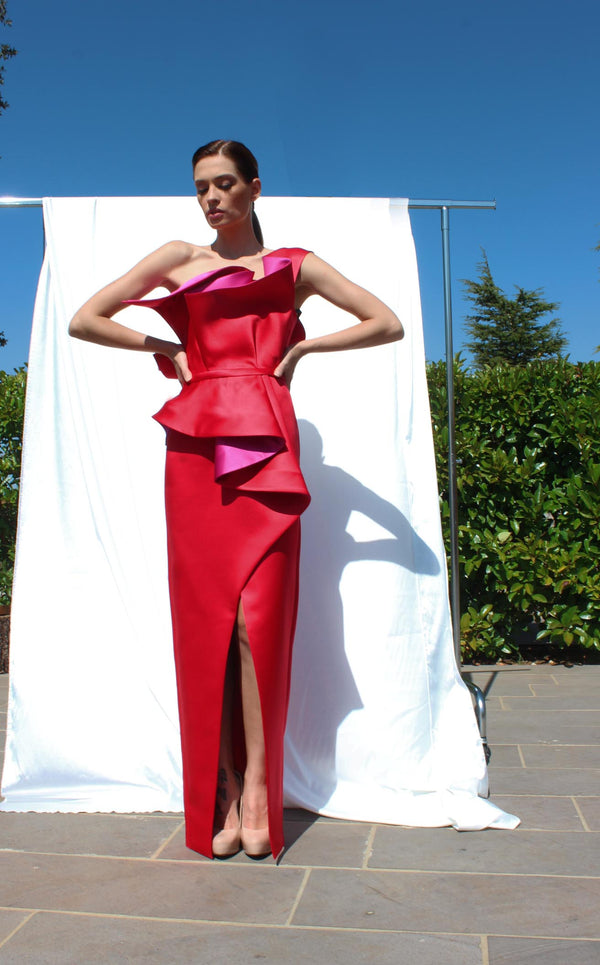 Edward Arsouni Couture SS587 Red/Fuchsia