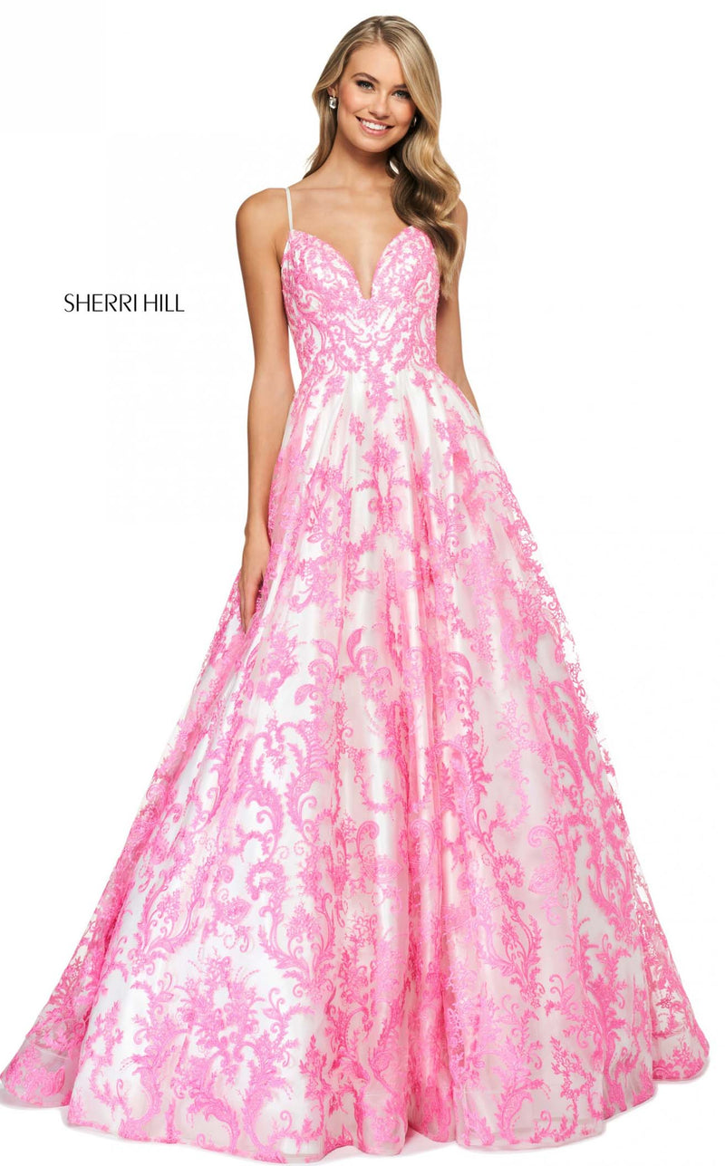 Sherri Hill 53912 Ivory/Candy Pink