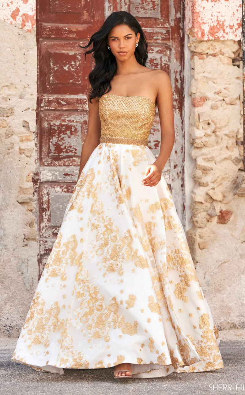 Sherri Hill 55024 Ivory/Gold