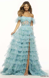 Sherri Hill 56074 Aqua Print