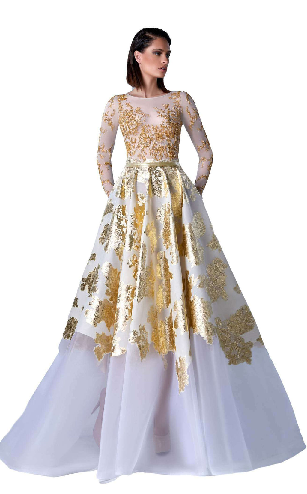 Gold Sequin Applique Gown