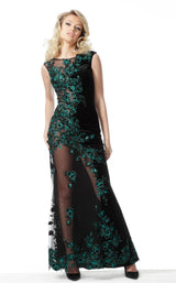 Jovani 63645 Black Teal