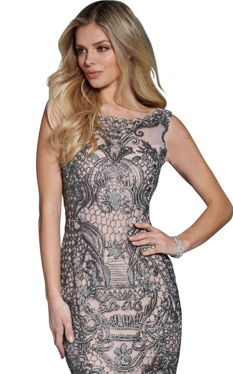 Jovani 48288 Gunmetal-Nude