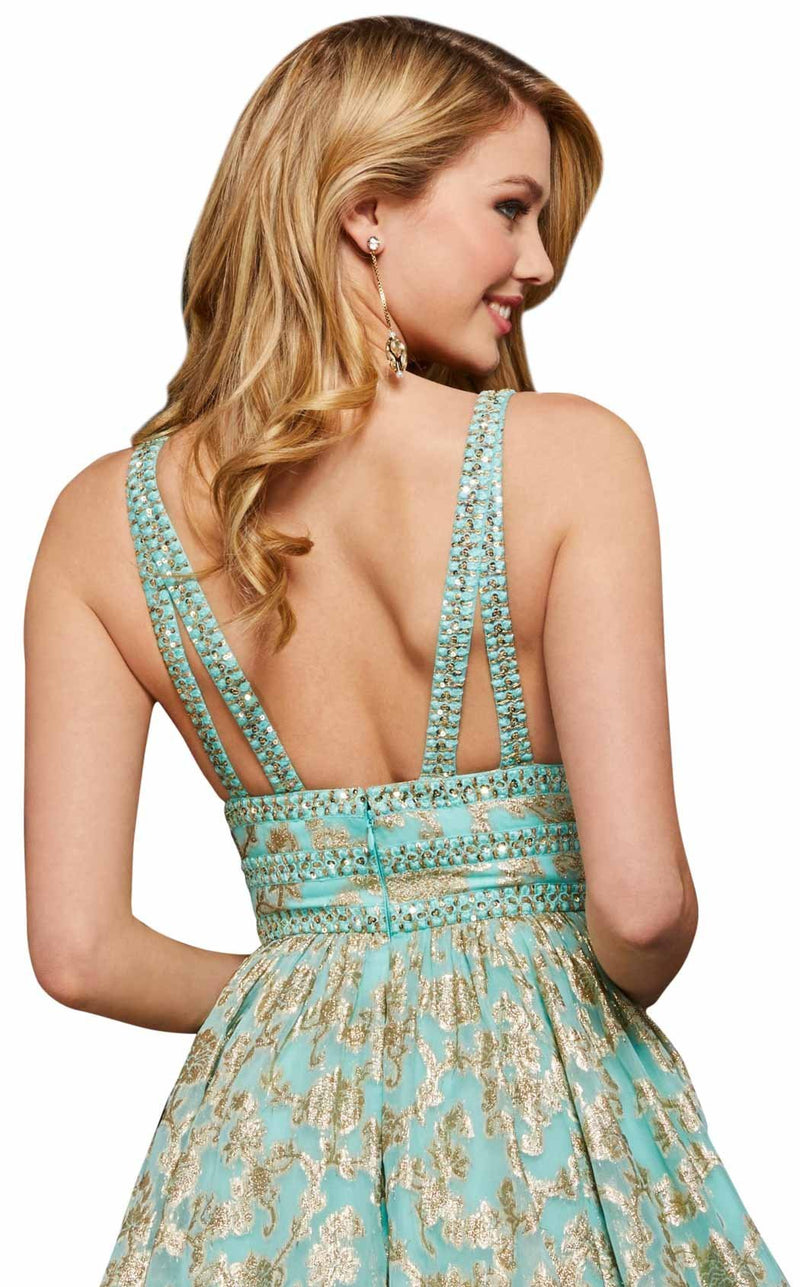 Sherri Hill 52965 Aqua-Gold