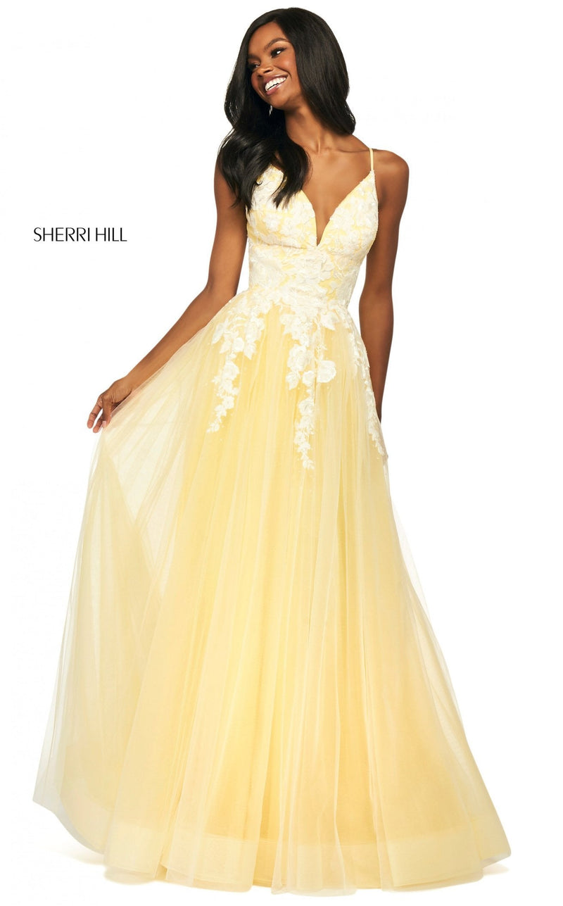 Sherri Hill 53730 Light-Yellow-Ivory