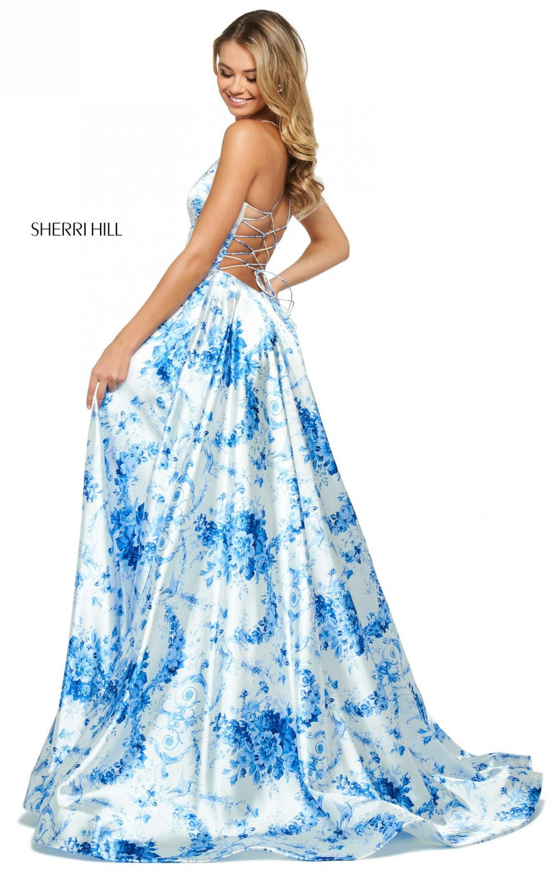 Sherri Hill 53886 Ivory-Blue-Print