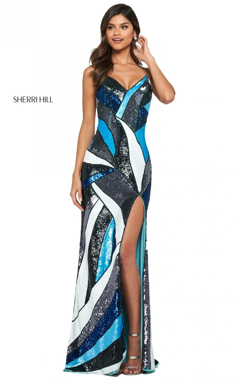 Sherri Hill 53899 Light Blue Multi