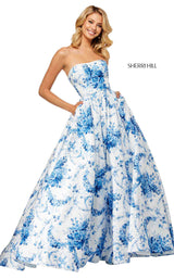 Sherri Hill 52620 Ivory-Blue-Print