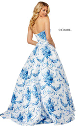 Sherri Hill 52620 Ivory-Blue-Print