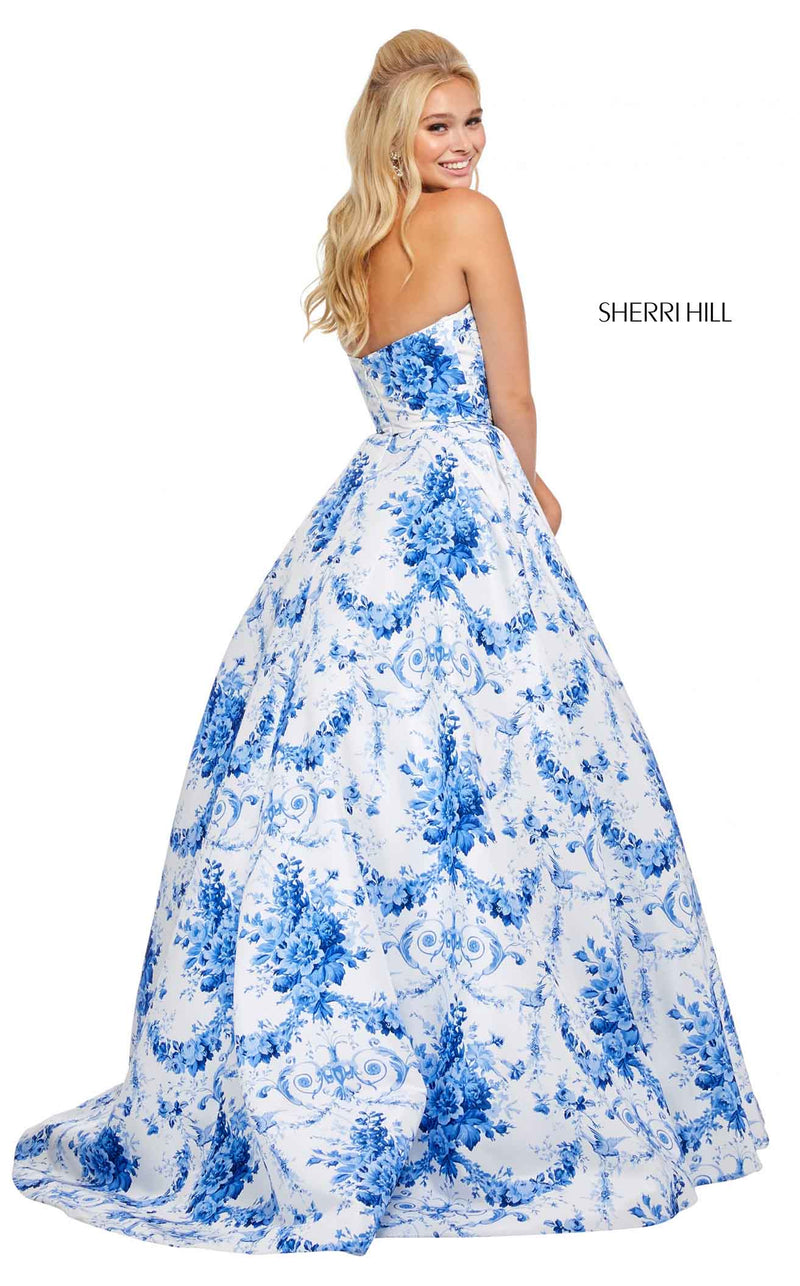 Sherri Hill 52620 Ivory-Blue-Print