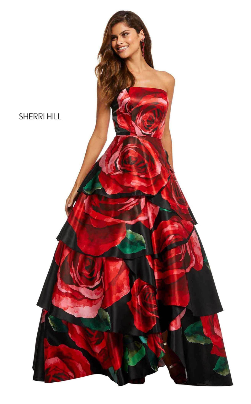 Sherri Hill 52624 Black-Red-Print