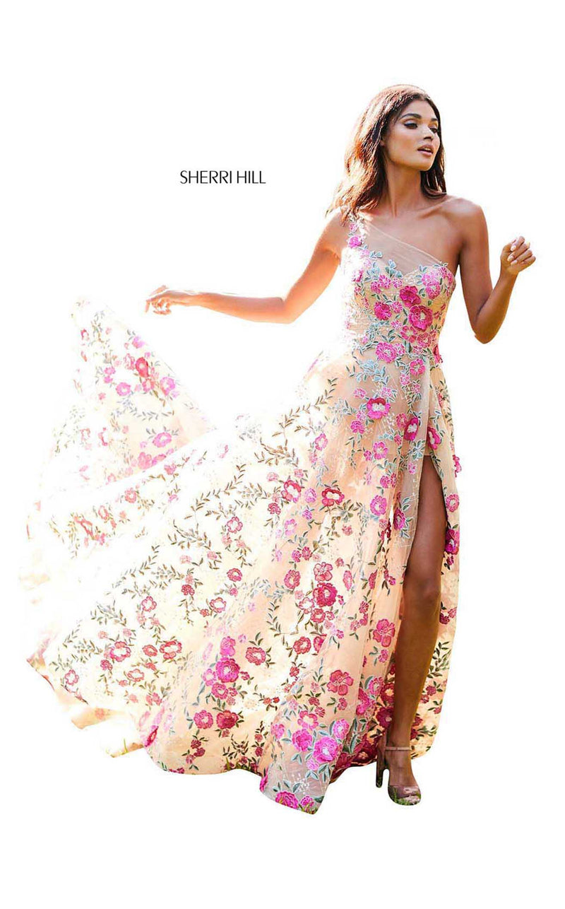 Sherri Hill 52658 Nude/Fuchsia