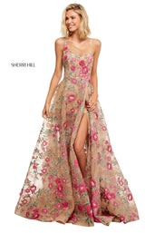 Sherri Hill 52658 Nude/Fuchsia