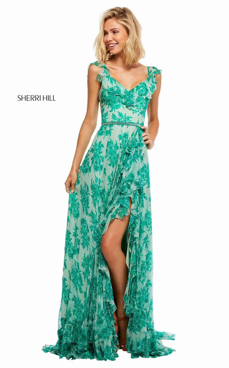 Sherri Hill 52713 Green Print