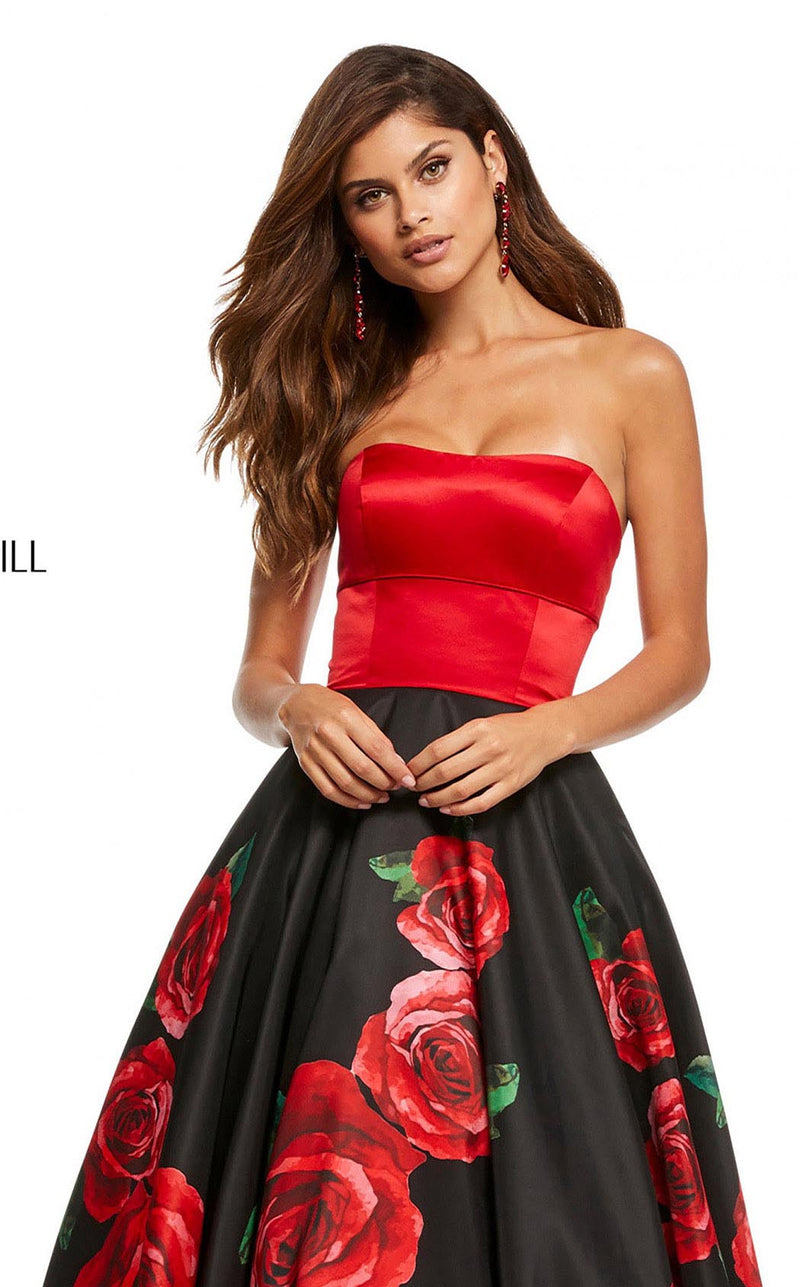 Sherri Hill 52722 Black-Red-Print