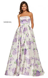 Sherri Hill 52723 Ivory-Lilac-Print