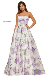 Sherri Hill 52723 Ivory-Lilac-Print