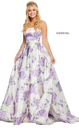 Sherri Hill 52723 Ivory-Lilac-Print