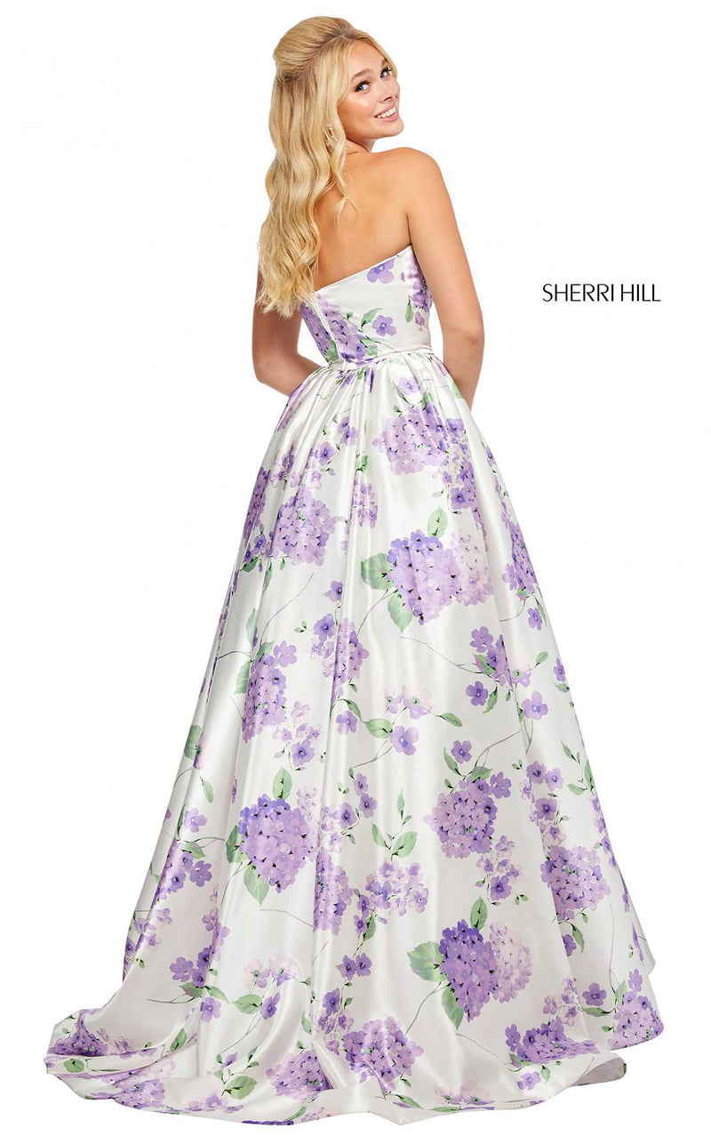 Sherri Hill 52723 Ivory-Lilac-Print