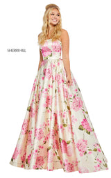 Sherri Hill 52723 Ivory-Pink-Print